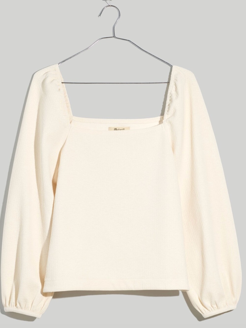Madewell Cream Square-Neck Puff Sleeve Blouse